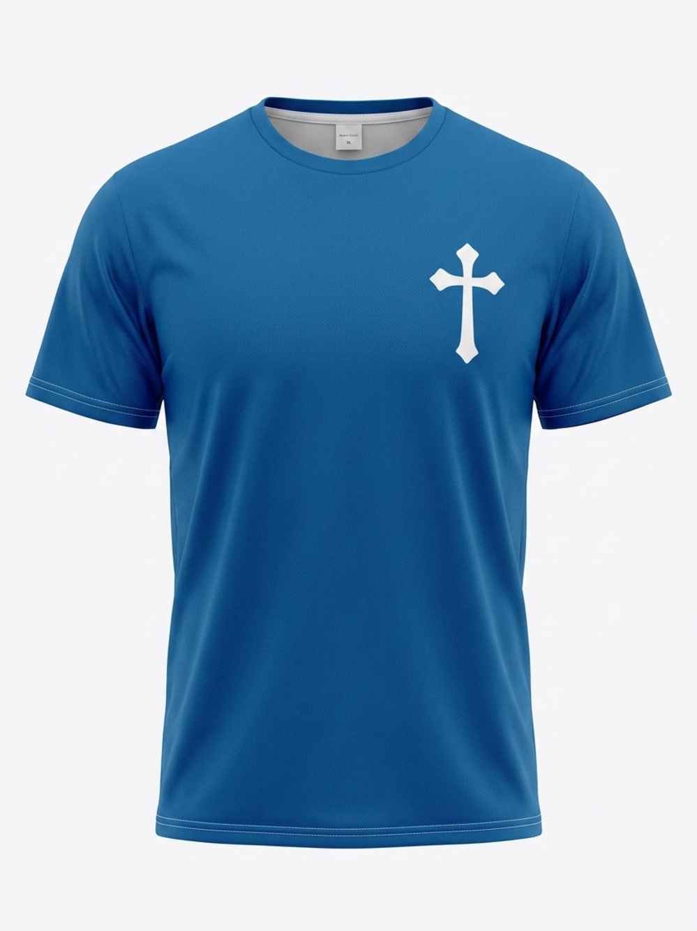 Men’s Premium Quality Blue Shirt with White Cross Size XL